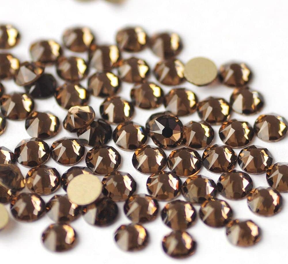 8 Big + 8 Small Smoked Topaz Crystal Rhinestones Glass DIY for Nail Design 3D Stones Nail Art Decorations