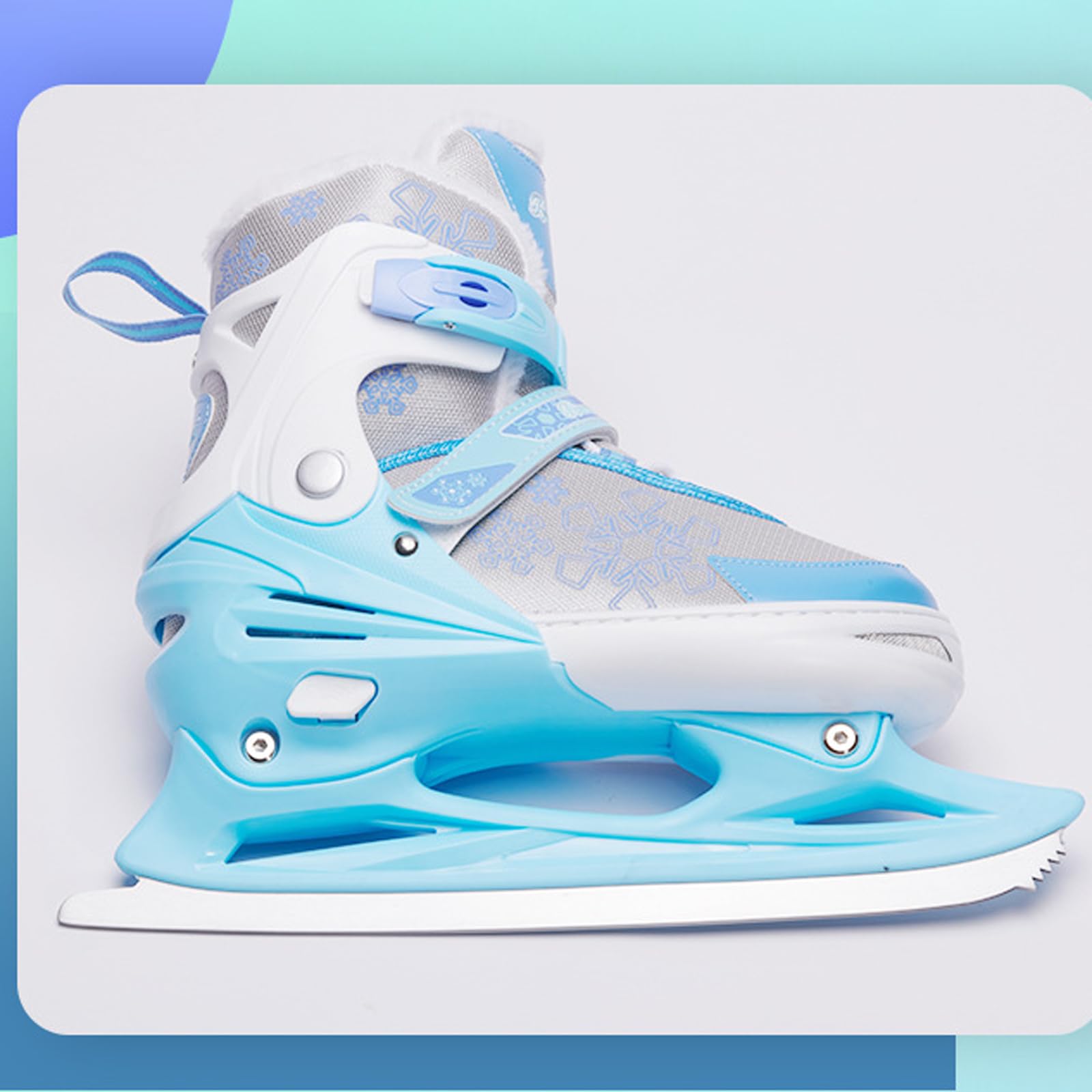 Patins à glace réglables pour femme homme,Chaussures de patinage sur glace avec chaussures de patinage en acier inoxydable système de laçage rapide et boucle push-lock 4 tailles réglables