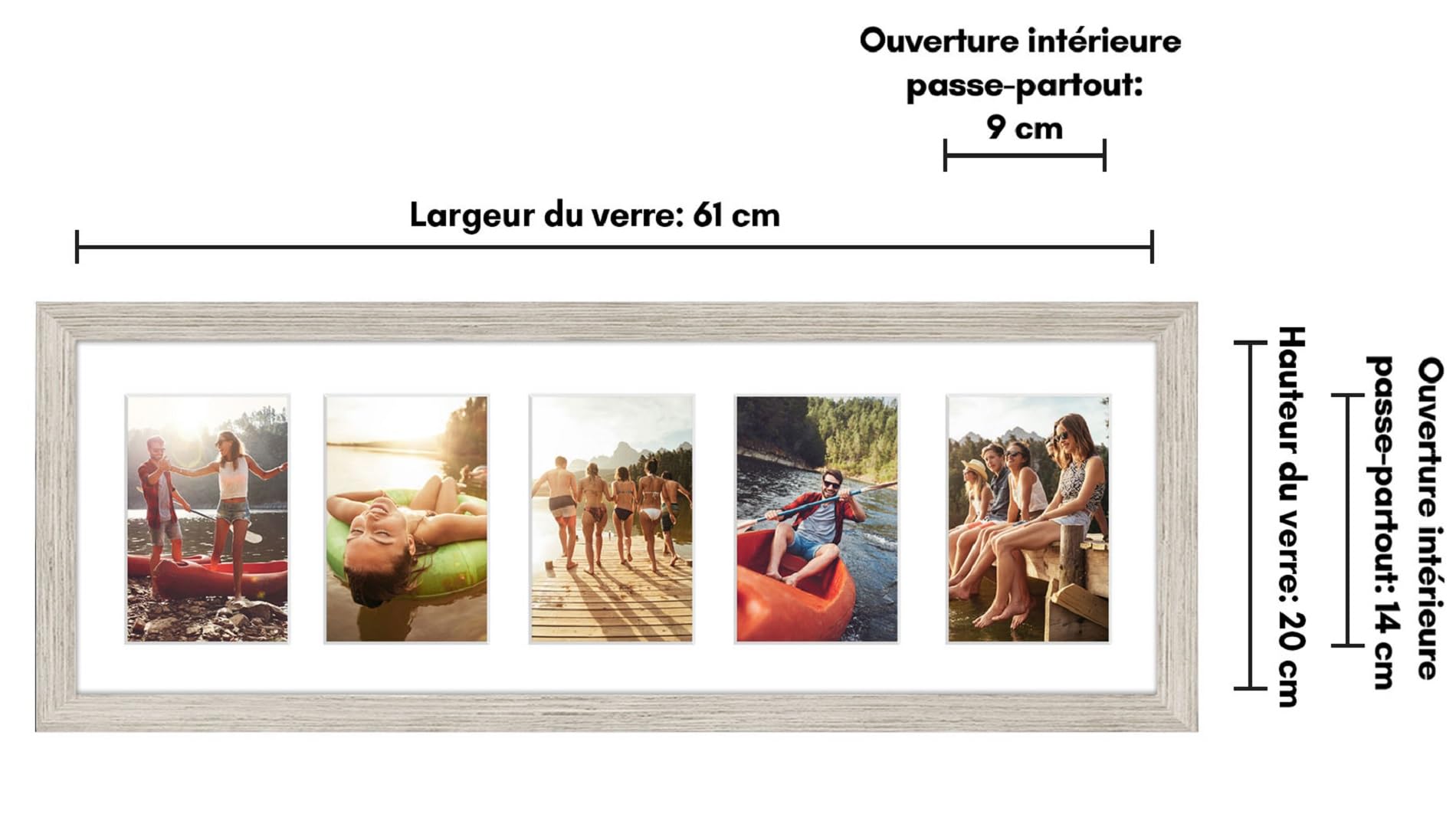 Americanflat Cadre Photo Collage Bois Flotté En MDF 20x60 Cm - Affiche Cinq Photos 10x15 Cm Horizontale Americanflat Cadre Photo Collage Bois Flotté En MDF 20x60 Cm - Affiche Cinq Photos 10x15 Cm Horizontale