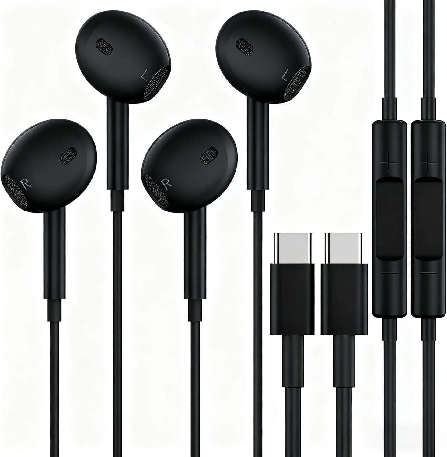 Sftoep Wired In-Ear Headphones with Microphone and Volume Control Noise Cancelling Headphones 2 Pack