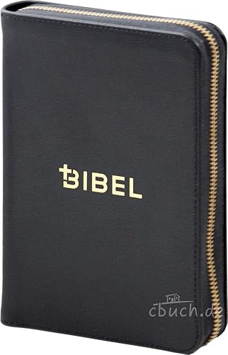 Die Bibel – Schlachter 2000 – Miniaturausgabe (Kalbsleder, flexibler Einband, schwarz, Goldschnitt, Reißverschluss)