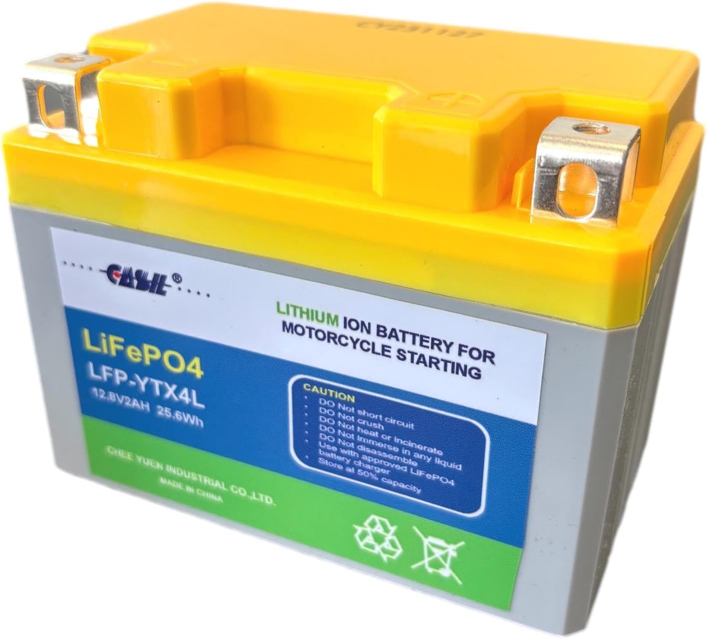 YTX4L-BS Lithium LiFePO4 Motorcycle Battery, 12 V 2 Ah, 120 CCA, Built in BMS, Powersports Battery, for ATV, UTV, Scooter, Snowmobile, Jet Ski, Honda, Yamaha,Suzuki, CAN-AM and Generator Battery