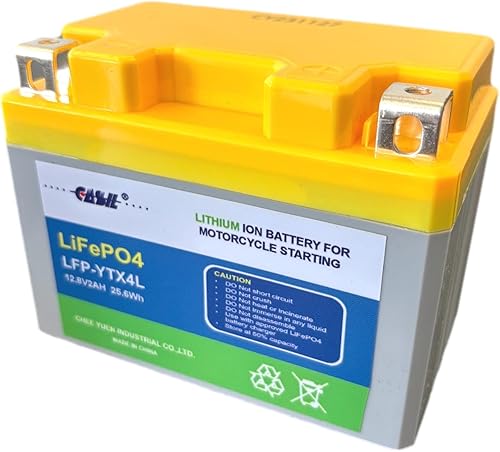 YTX4L-BS LiFePO4 - Batería de litio para motocicleta, 12 V 2 Ah, 120 CCA, BMS integrada, batería de deportes motorizados, para ATV, UTV, scooter,