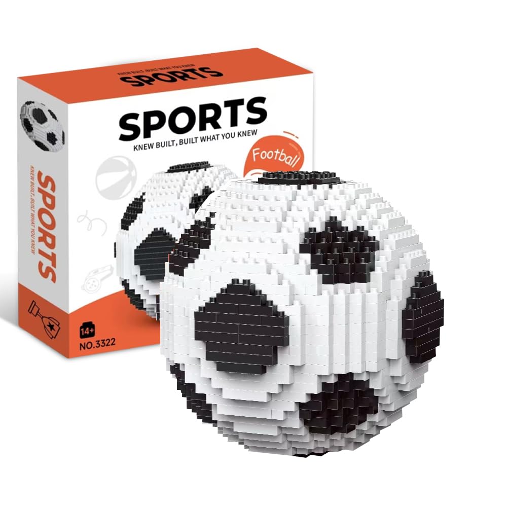 Rppiup Football Building Block Set 9.5cm, football gifts for boys Girls, Miniature 3D Football Toy Model, Soccer Puzzle Toy Block Decorations, Build Block Educational Gifts for Football Enthusiasts