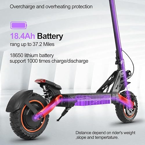 Miniatura 7 de QMWHEEL H7H10G9Pro Scooter eléctrico 36V10Ah48V18Ah Batería 350W500W1200W, velocidad máxima de 151834 mph, scooter eléctrico plegable a prueba de
