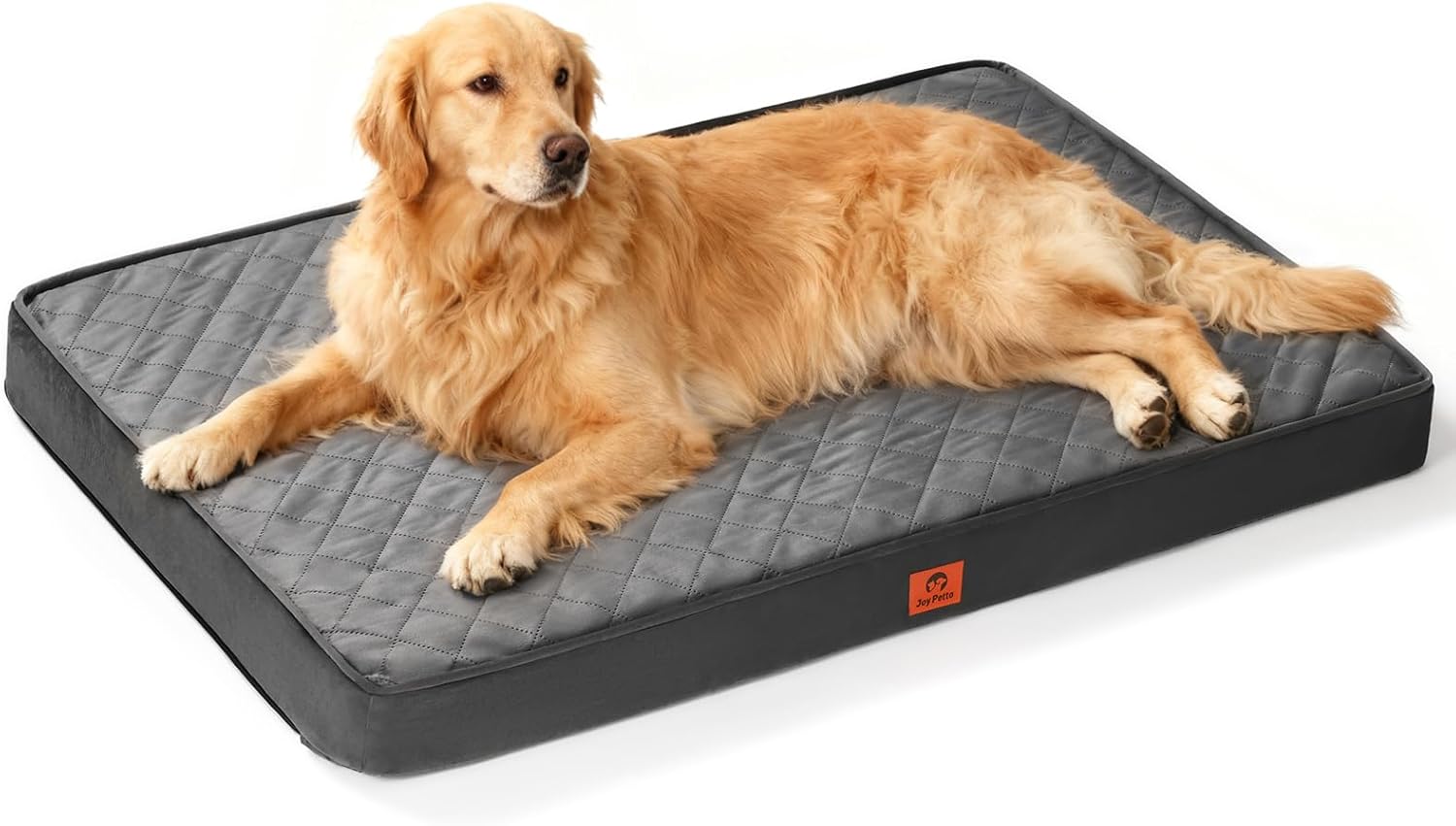 Cozy Dog Bed for XL Large Sized Dogs - Orthopedic Egg Crate Foam Pet Bed with Waterproof & Machine Washable & Non-Slip Bottom, Ideal for Crate and Indoor Use, 41x27 Inch, up to 80 lbs, Dark Grey