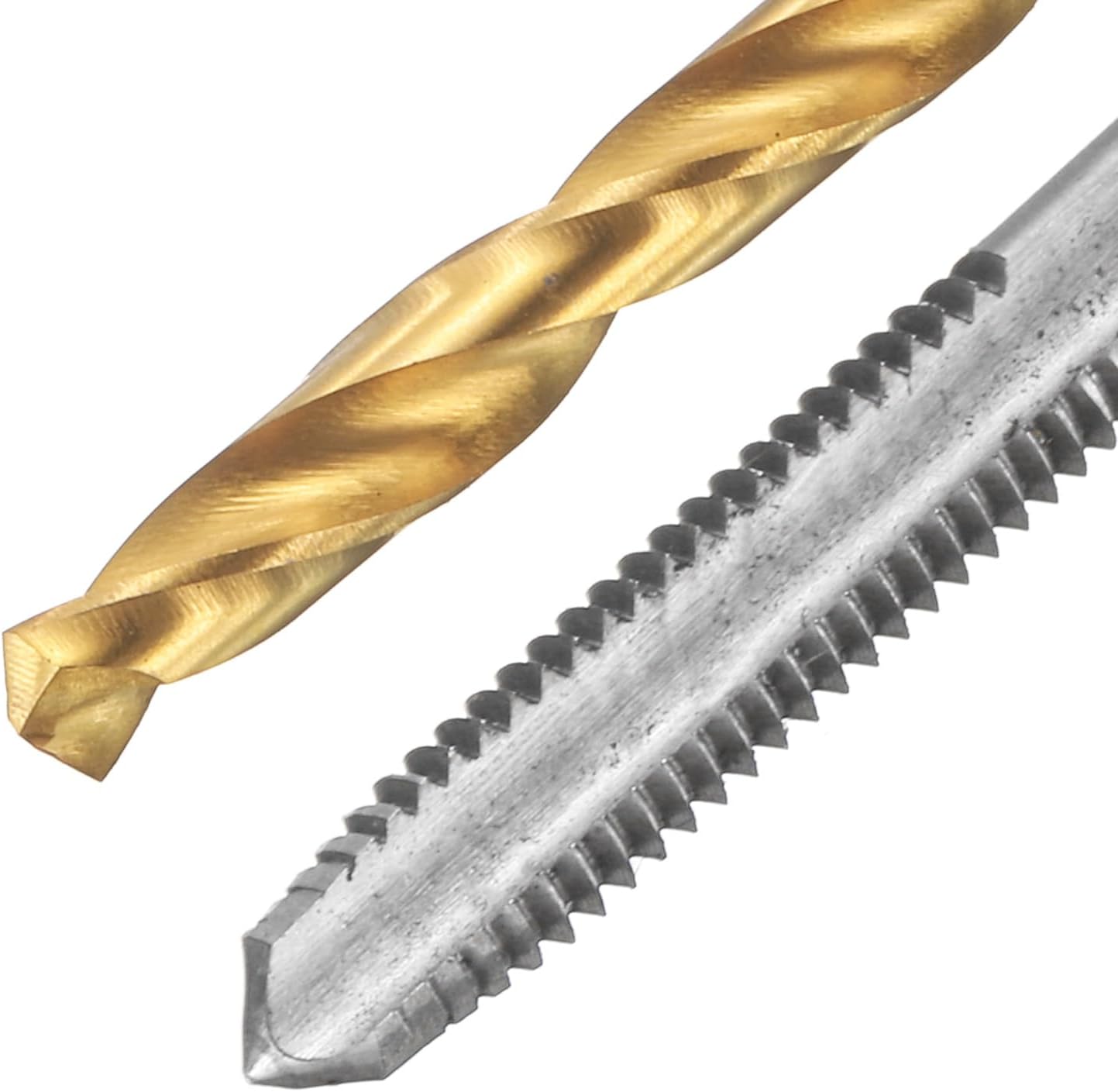 uxcell Tap and Drill Bit Set, 2pcs 8-36 UNF Straight Flute Thread Screw Taps & 2pcs 3.5mm Twist Drill Bits, Uncoated/Titanium Coated HSS-6542 Tapping Threading Tool Kit