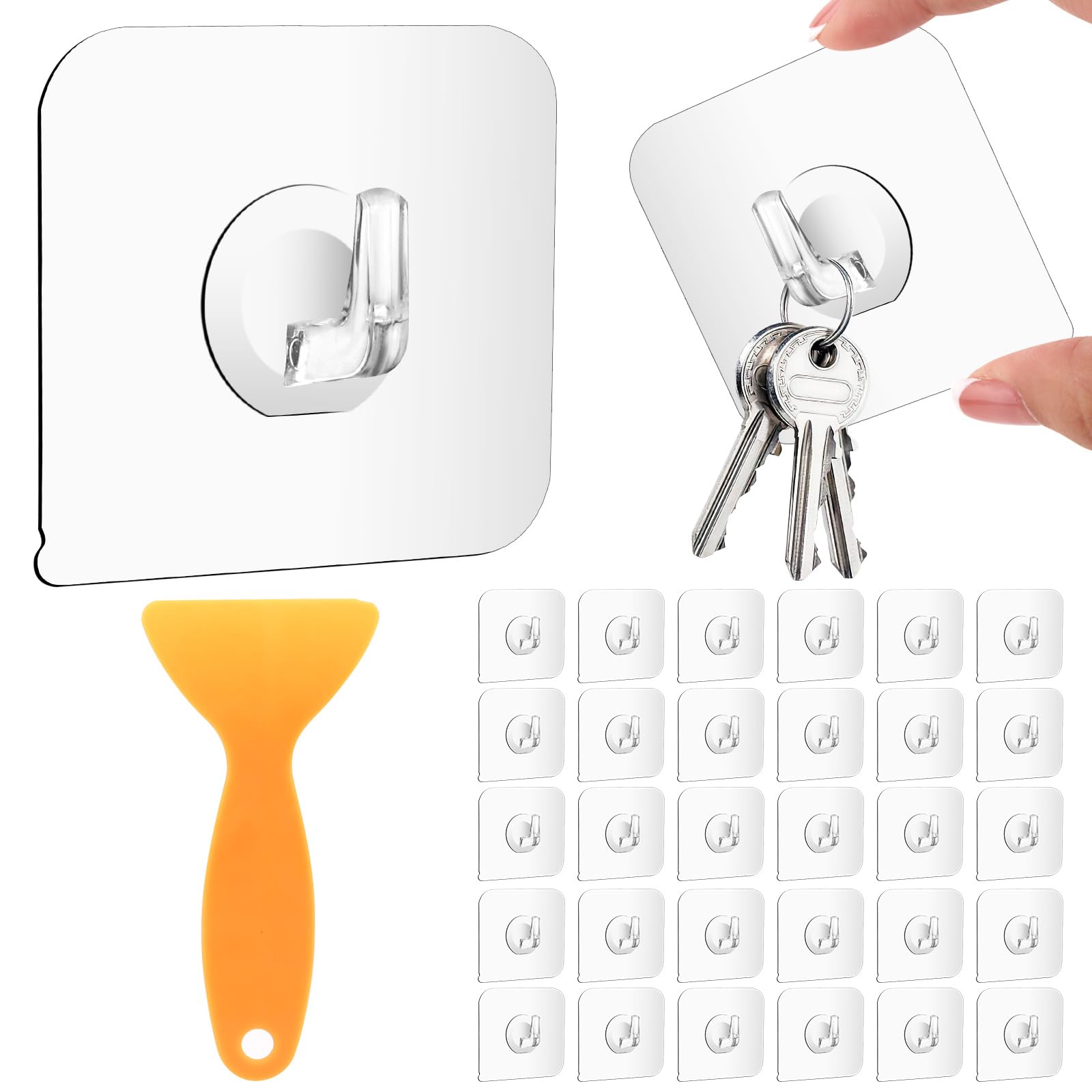 30 Ganci Adesivi Trasparenti - Forti E Impermeabili Per Cucina E Bagno, Con Raschietto Per Rimozione - Foto 10