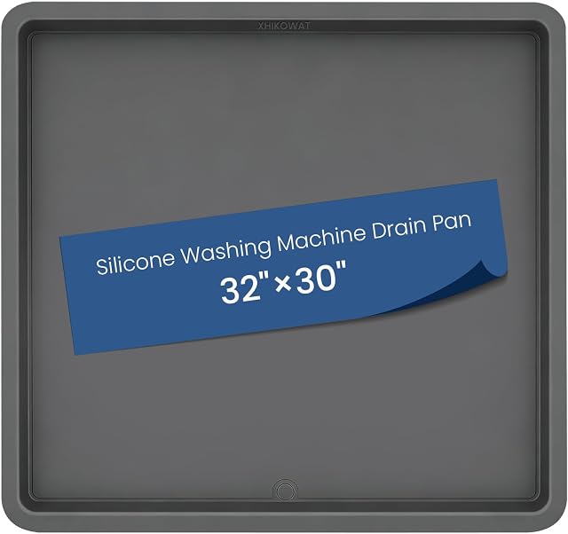 33" X 30" Large Thickened Silicone Washing Machine Drain Pan with 1.2" Raised Edge, Leak Protection Anti-Vibration Non-Slip Washing Machine Tray for Washer Dryer Other Appliances