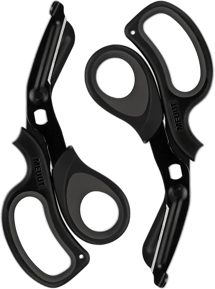 MEUUT Medical Scissors 2-Pack Trauma Shears for Nurses All Purpose Scissors | Patented Bandage Scissors,7.8" Ambidextrous, Non-stick Fluoride Coating, Serrated Blades, Ergonomic TPE, Oxygen Tank Wrench