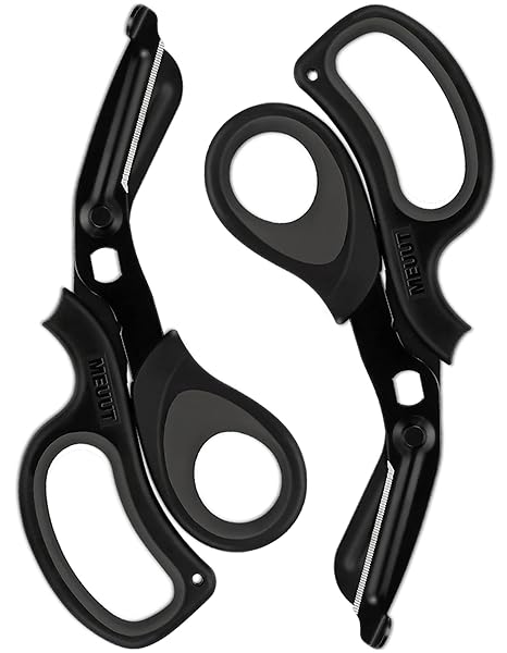 MEUUT 2 Pack Medical Scissors Trauma Shears for Left and Right Hand -Patented Bandage Scissors All Purpose with Non-Stick Blades, Surgical Grade Shears Stainless Steel EMT Scissors for Nurses EMT