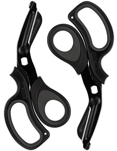 MEUUT Medical Scissors 2-Pack Trauma Shears for Nurses All Purpose Scissors | Patented Bandage Scissors,7.8" Ambidextrous, Non-stick Fluoride Coating, Serrated Blades, Ergonomic TPE, Oxygen Tank Wrench