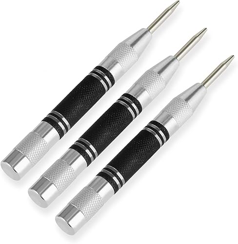 Yetaha - Paquete de 3 perforadores centrales automáticos, de acero resistente de 5 pulgadas, con resorte central con herramienta de perforación de