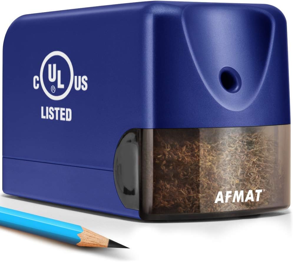 Electric Pencil Sharpener, Heavy Duty Pencil Sharpeners for Classroom, Home, UL Listed Pencil Sharpener for 6.5-8mm No.2/Colored Pencils, 10000+ Sharpening Times, Model S230 (Item No. PS28),Blue