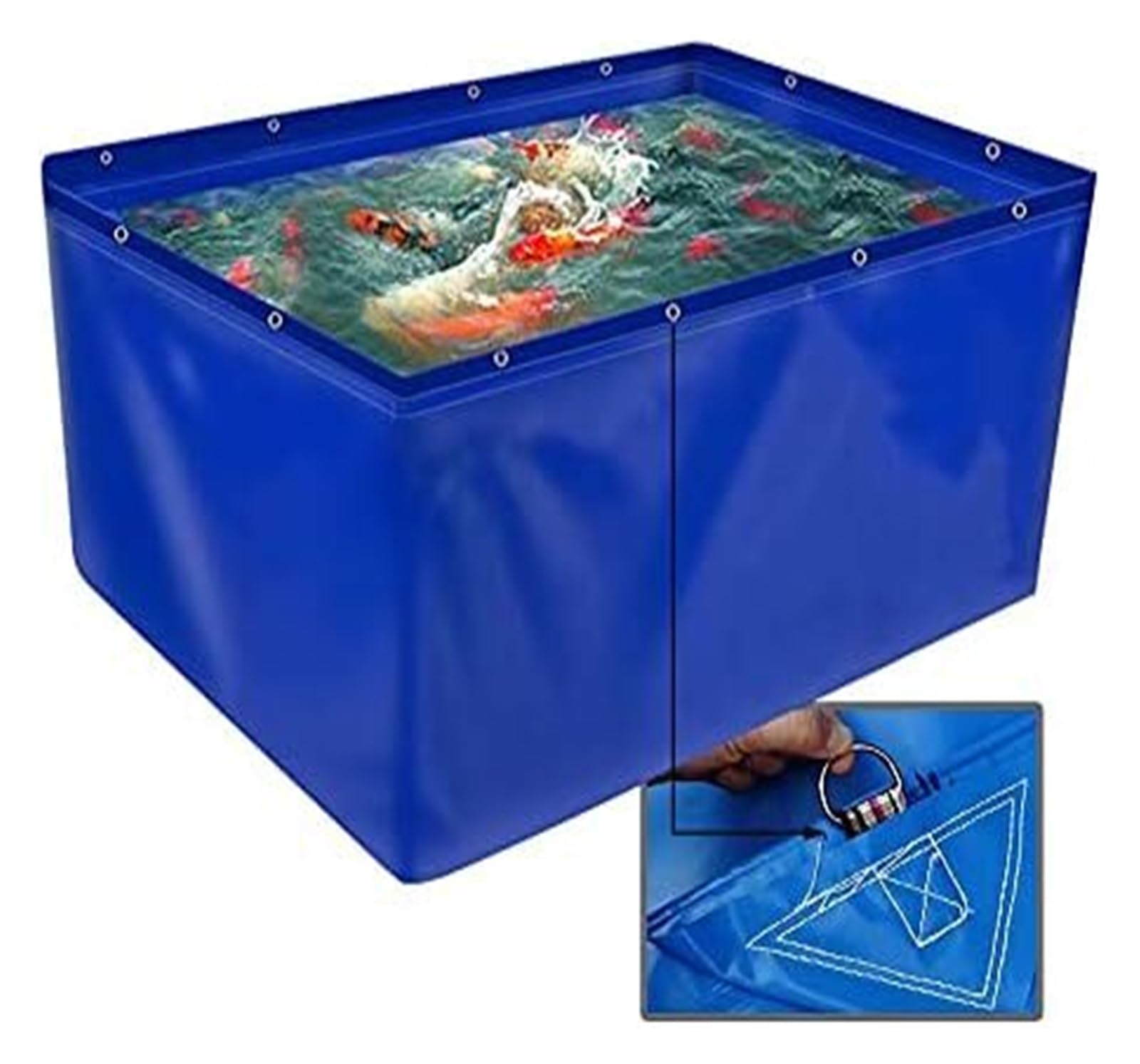 Vasca in PVC per laghetto di Koi, Vasca per Pesci da Esterno per laghetto di Koi - Vasca di contenimento temporanea Fuori Terra con Anelli di trazione per rifugio Acquatico (140x80x90 cm) -