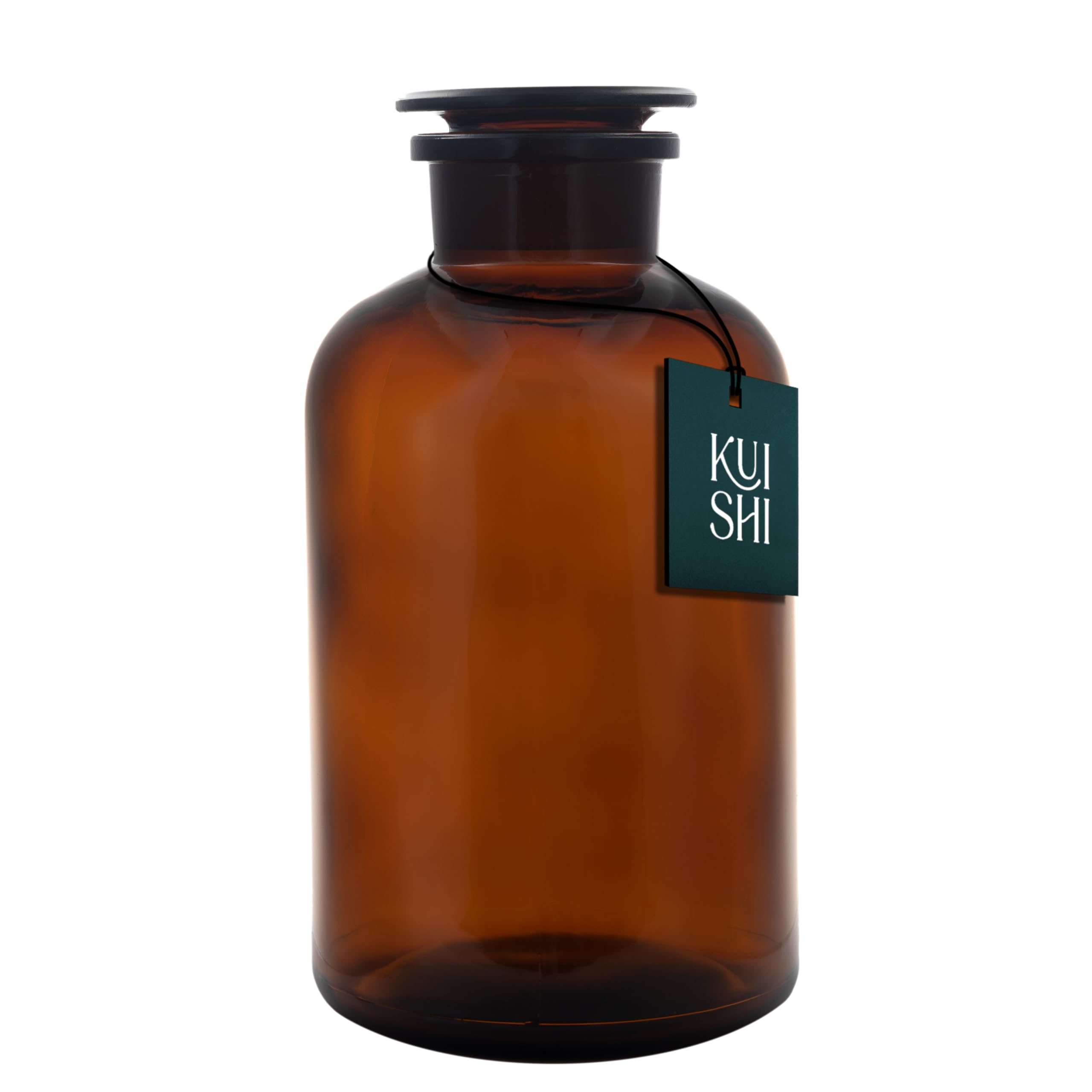Kuishi Amber 1000Ml Glass Apothecary Jar With Clear Glass Stopper – Recycled Glass Storage Jar For Dry Food, Wedding Decor & Home Styling,