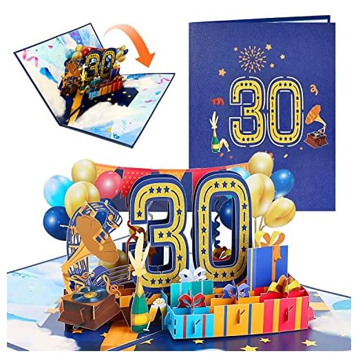 Tarjeta Felicitacion Cumpleaños 3d Pop Up Tarjetas Cumpleaños 30th Birthday Card para Hombres y Mujeres Familias Amantes Amigos y Niños (A 30)