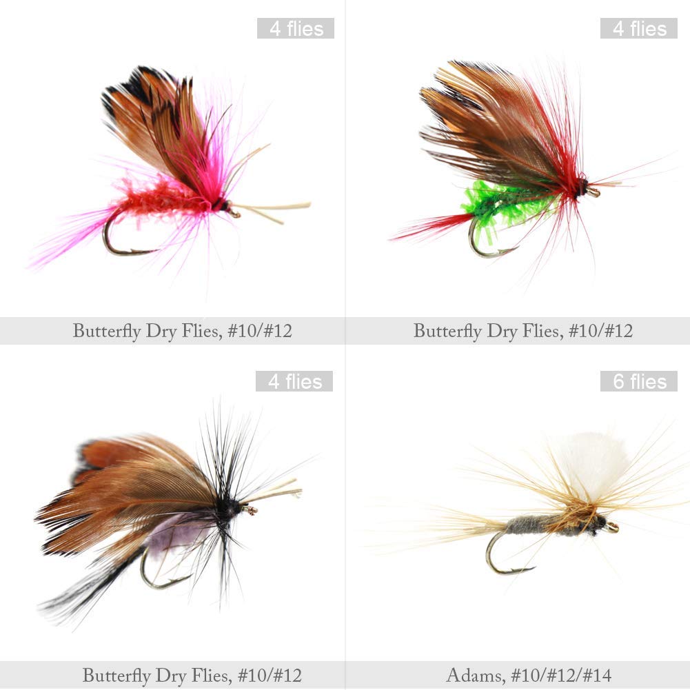 Croch 60 Piezas de Pesca con Mosca Señuelo Moscas Secas Moscas Mojadas Kit Surtido con Caja de Moscas Impermeable para la Pesca de Truchas