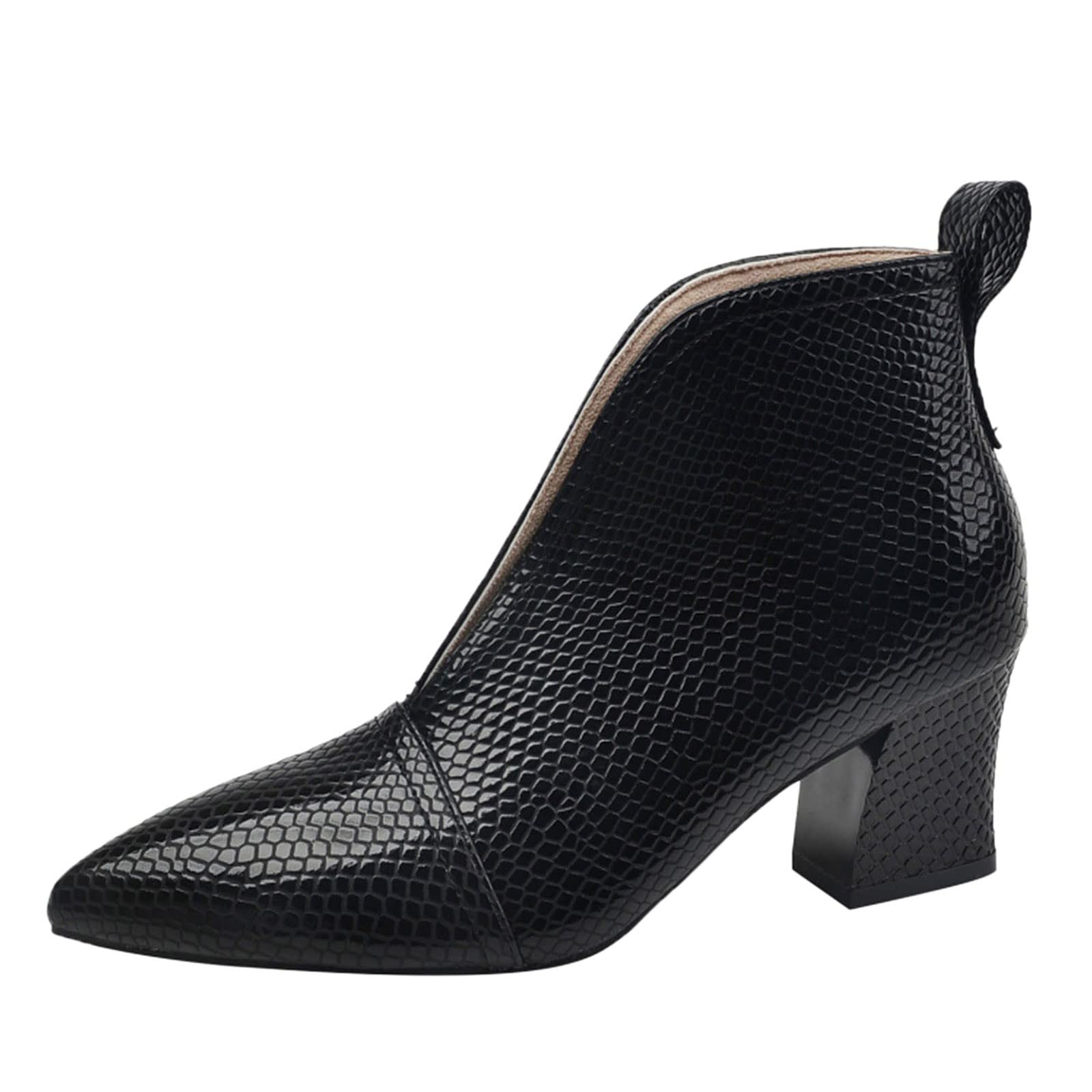 Cocila Botines De Otoño Para Mujer, Tacón Grueso, Medio, Estampado, Puntiagudos, Estilo Informal Botas Mujer Grandes Agua Hunter Negros Piel Cowboy Planos Ante Marron Barefoot Zapatos Vestir