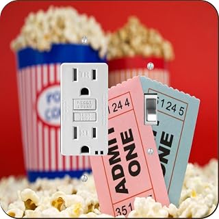 Admit One Movie Ticket Popcorn Red -Light Switch Plate Cover - Toggle GFI One Gang - Toggle GFI switch Plate Cover Switch Plate Cover