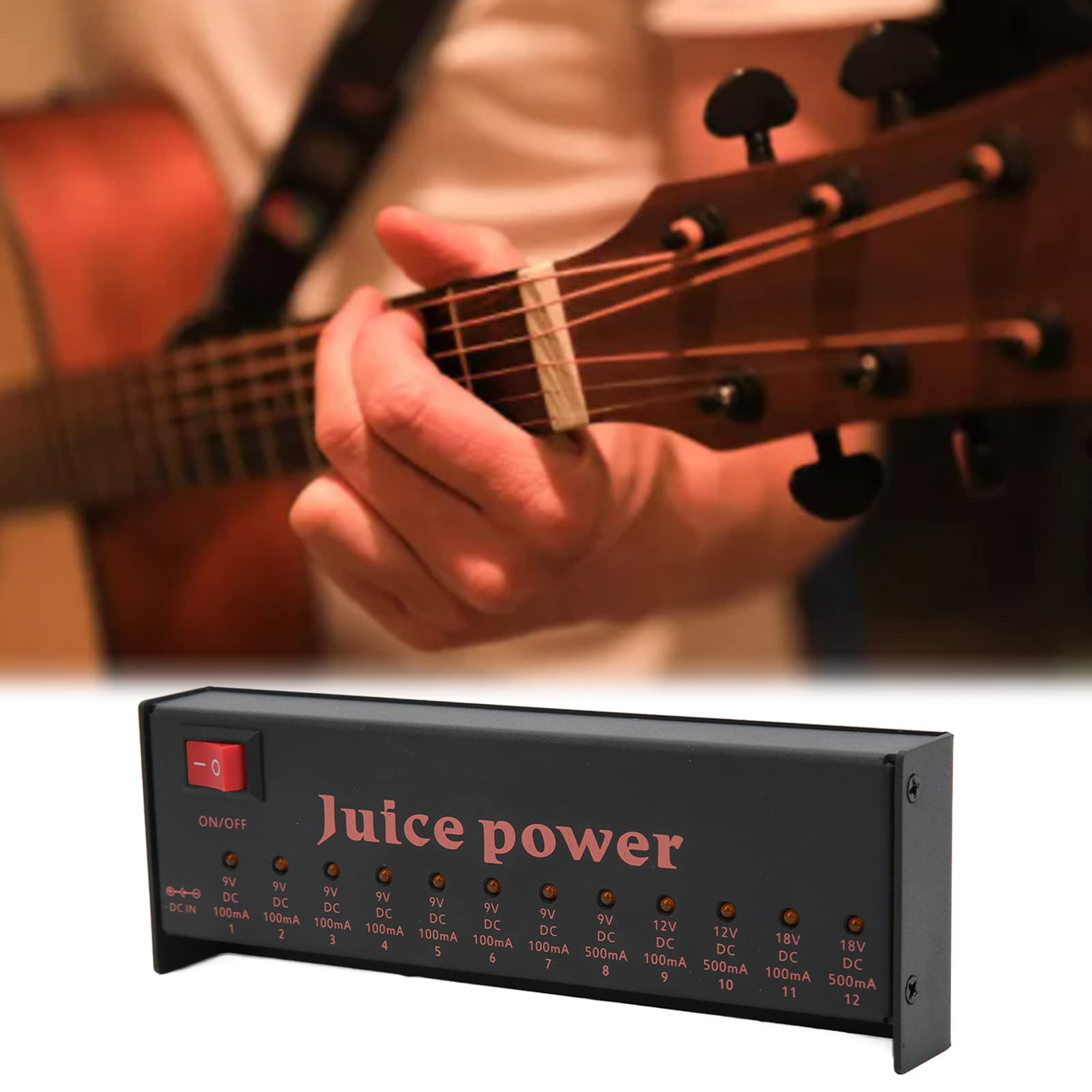 Dilwe Alimentatore per Pedale Effetti per Chitarra, 12 Uscite CC Isolate 9 V 12 V 18 100 MA 500 MA, con Protezione da Cortocircuito, per Effetti Digitali Analogici e Amplificatori a (Spina UE