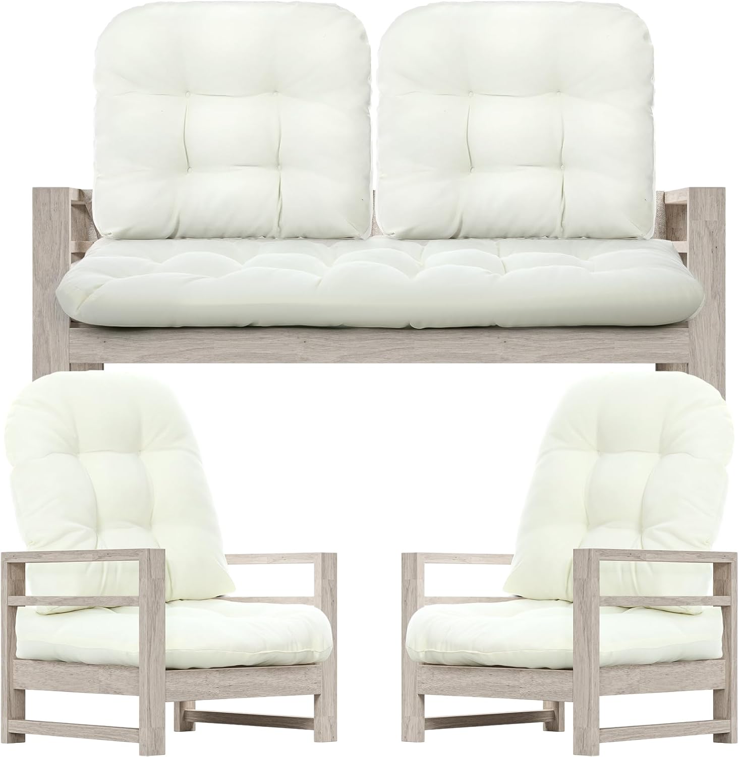 Wenqik 7 Pcs Outdoor Wicker Chair Cushions Set with 1 Loveseat Cushions 44 x 19 in Weatherproof & 6 U Shaped Cushions for Wicker Patio Furniture Porch Swing Bench Seat Sofa Couch(Beige)