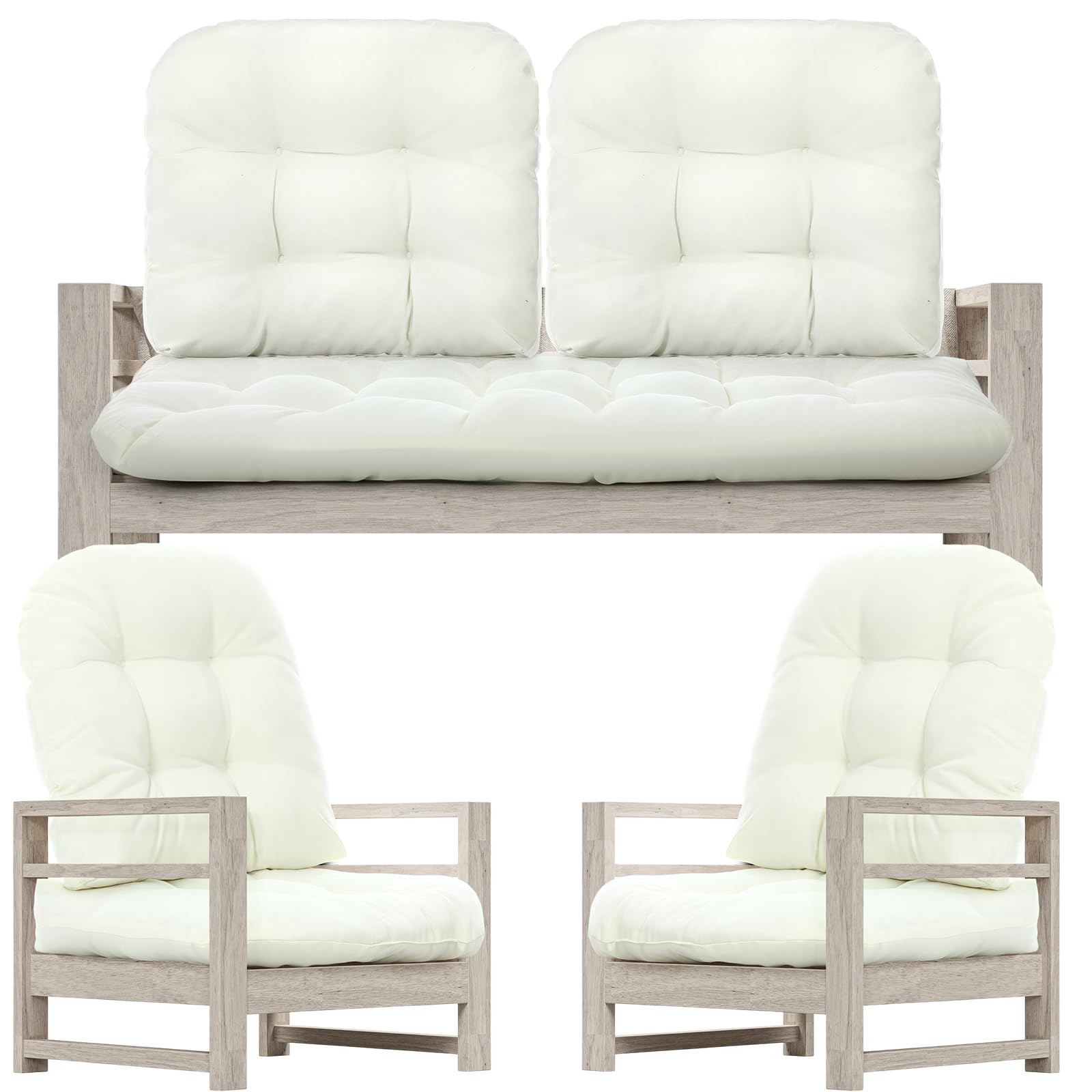 Wenqik 7 Pcs Outdoor Wicker Chair Cushions Set with 1 Loveseat Cushions 44 x 19 in Weatherproof & 6 U Shaped Cushions for Wicker Patio Furniture Porch