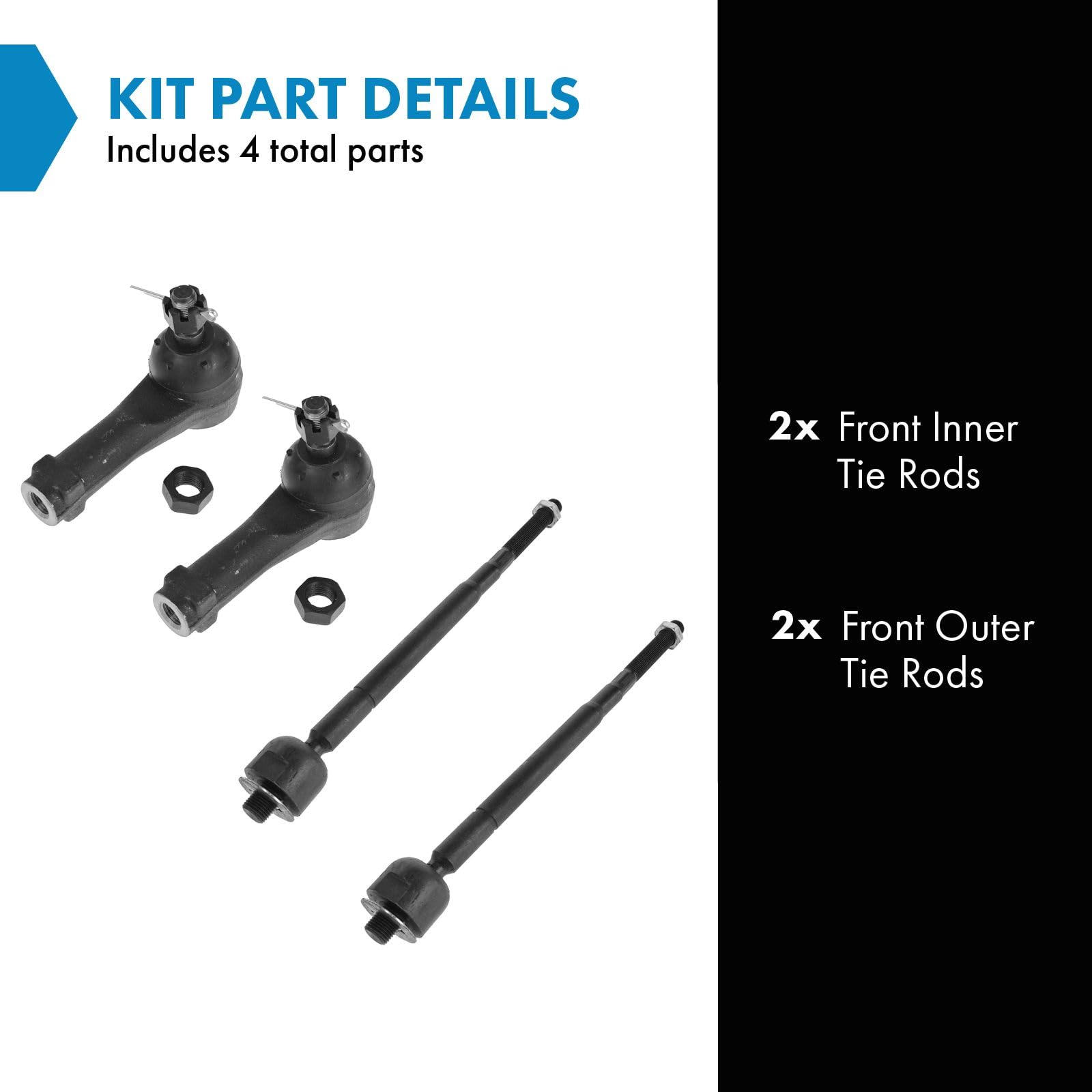 Outer Tie Rod End Set For 1999-2004 Honda Odyssey - Front Left & Right Replacement Parts 13 thumbnail image