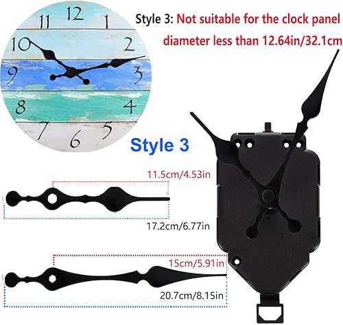 Miniatura 4 de Mecanismo de movimiento de reloj de péndulo de pared de cuarzo sin tictac, con pala de 6.7 pulgadas de largo, funciona con pilas de repuesto con 3