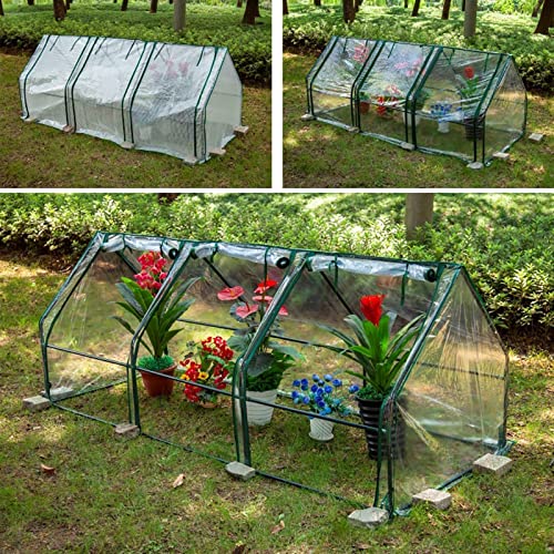 Mini serre de fleurs portable blanche 180x90cm protection gel - 3