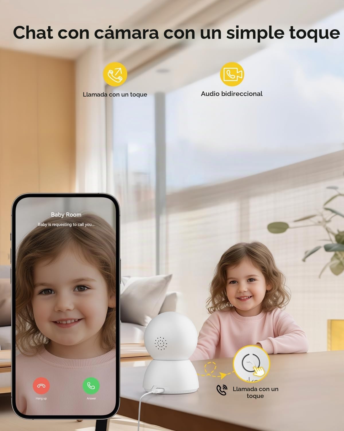 BoyKeep Cámara de interior, cámaras de vigilancia 2K para seguridad del hogar con detección de movimiento, cámara para mascotas interior con aplicación, visión nocturna a color, audio bidireccional
