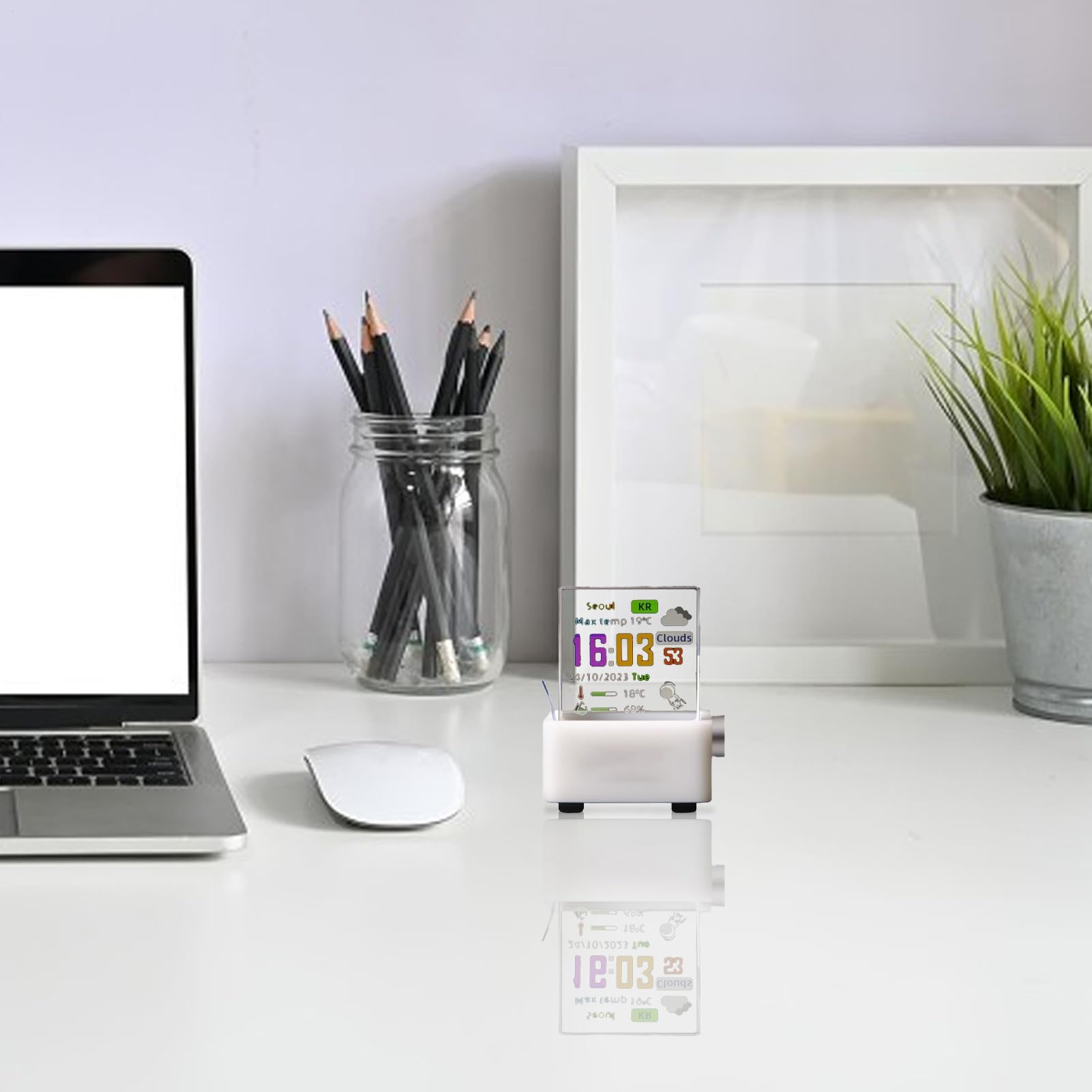 Cubo Holográfico con WiFi Pequeña Estación Meteorológica Hora Digital | WiFi Álbum De Fotos Animación GIF Transparente Para Decoración Del Hogar Y Regalos Para Calcetines Navideños