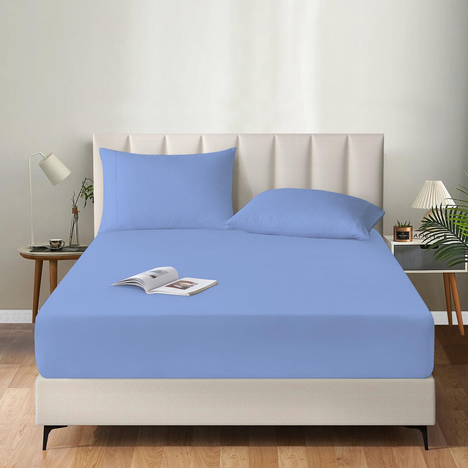 MistyMorning Extra Deep Fitted Sheet 16''/40cm, Egyptian Cotton bed sheets with 200 Thread Count - Image 2