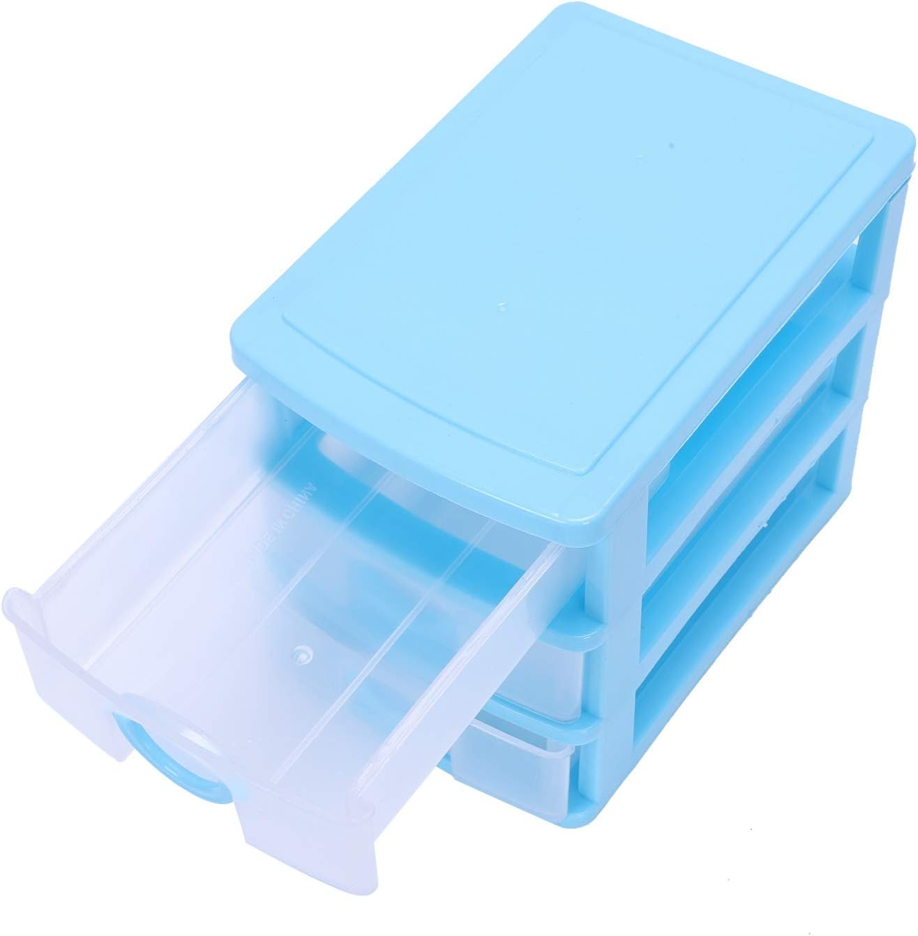 Translucent Drawer Type Plastic Storage Box（Blue 3 Layers） image 3