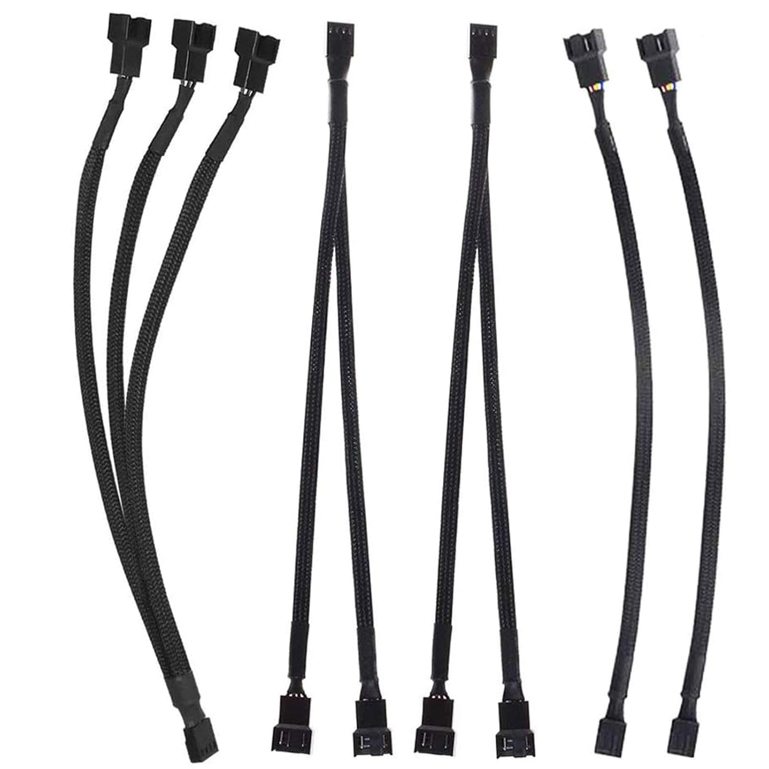 Pulluo 5 Pack 4 Pin PWM Fan Splitter Cable Computer Fan Extension Cable