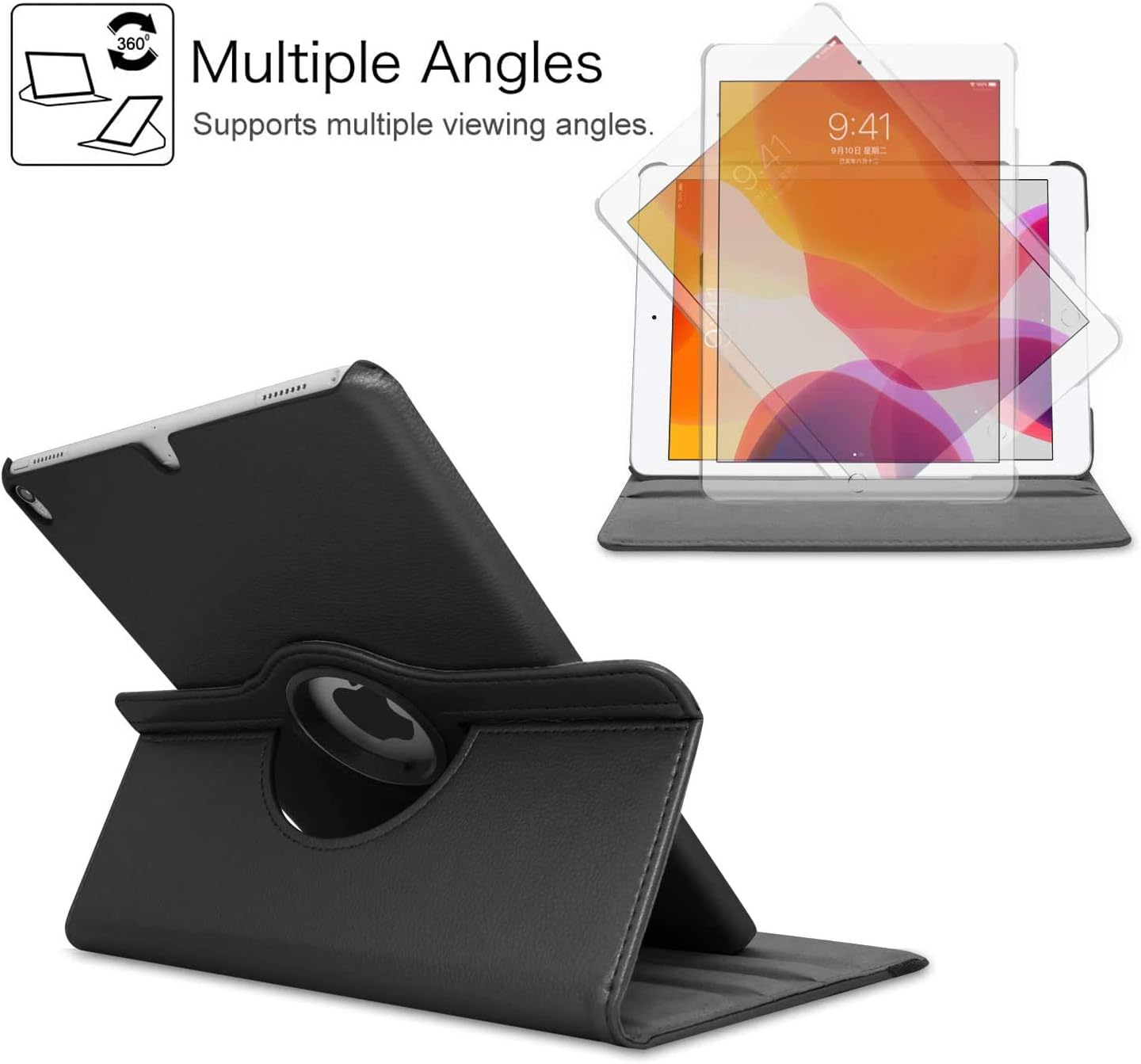 New iPad Air 3 Case 2019(3rd Gen)/iPad Pro 10.5 2017 Case,360 Degree Rotating Stand Smart Cover with Auto Wake Up/Sleep Feature for Apple iPad 10.5" Case (A2152/A2123/A2153/A2154 / A1701/A1709)(Black)