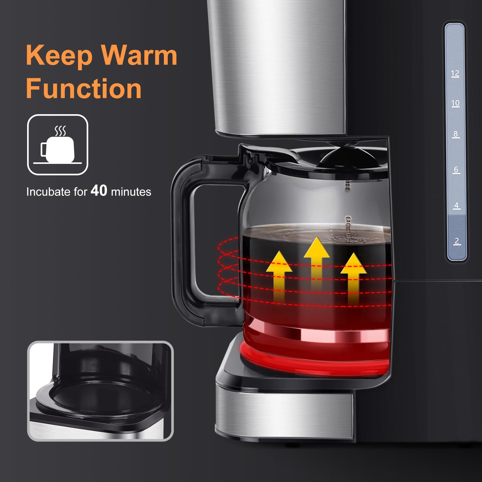 Taylor Swoden Darcy 950W Kaffeemaschine mit Timer 1.5L Filterkaffeemaschine 12 Tassen BPA-frei Schwarz