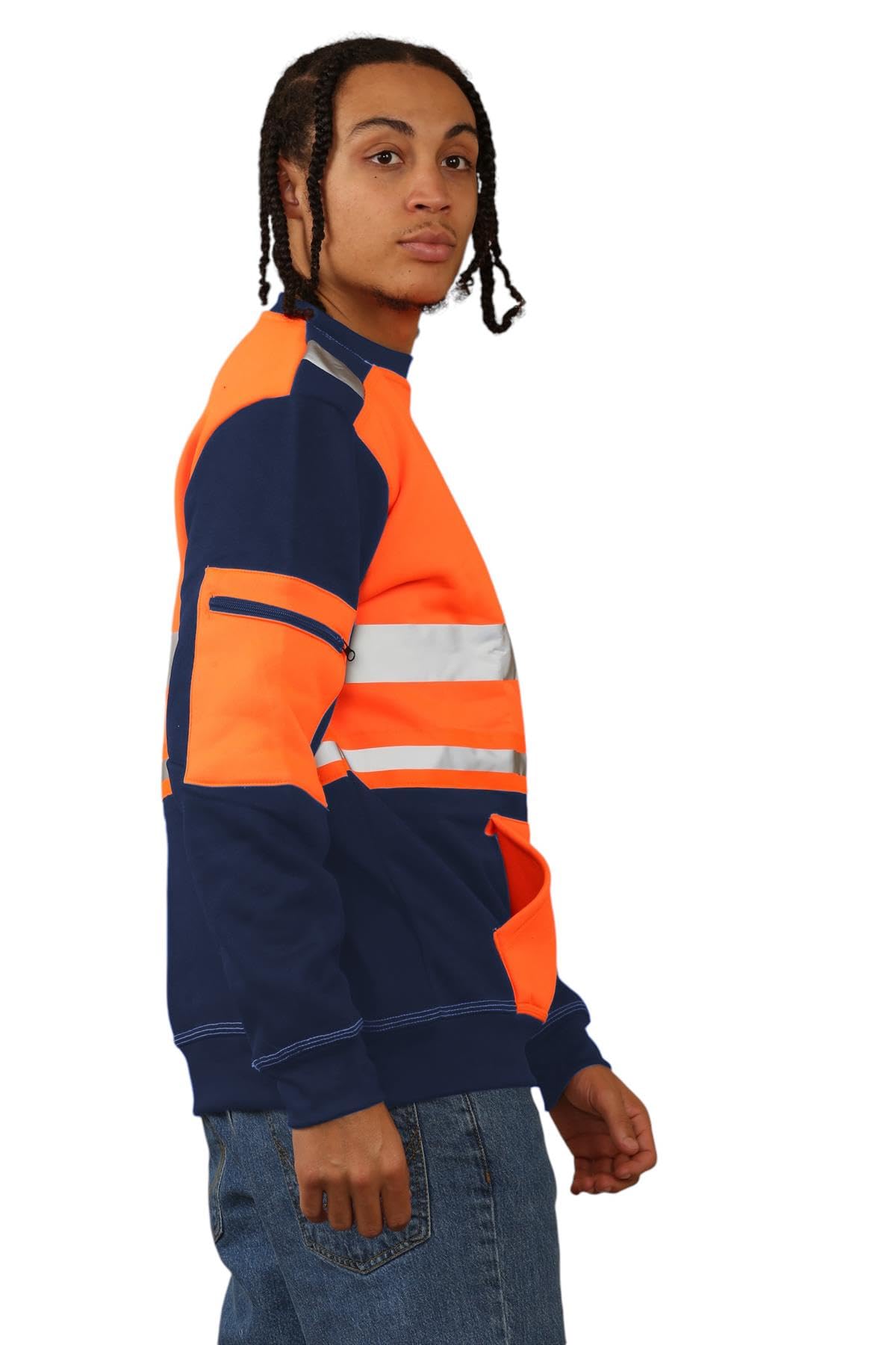 Sudadera de alta visibilidad para hombre, informal, reflectante, de alta visibilidad, para el trabajo, para niños, de forro polar, para el trabajo y la seguridad