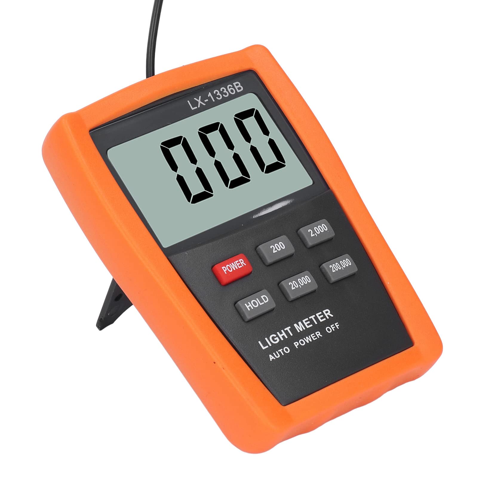 Medidor de Luz Digital LCD, Medidor de Luz de Iluminancia ABS con Sensor de Fotocélula de Silicio, 10 a 200000 Cd o M2, Retención de Datos, Apagado Automático para Pruebas de Pantalla de