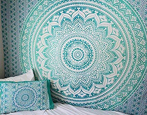 WERT Mandala Indien Tapisserie tenture Murale Plage Jeter Tapis Couverture Camping Tente Voyage Matelas bohème Coussin de Couchage Tapisserie A3 95x73 cm