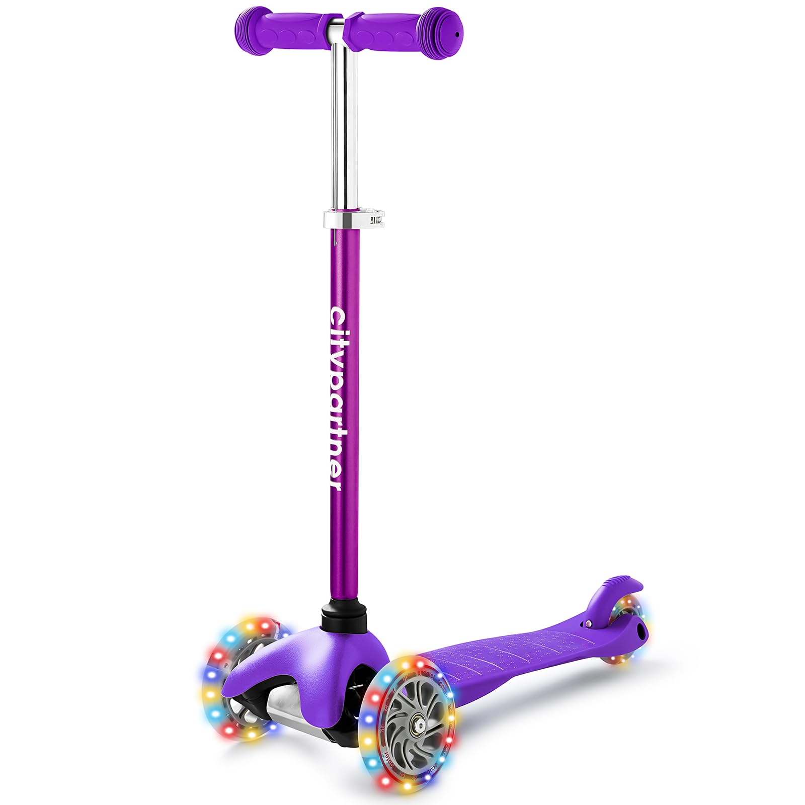 Kids Scooter, Children and Toddler 3 Wheel Kick Scooter for Boys & Girls Ages 2-5, LED Lighted Wheels and 3 Adjustable Height Handlebars, Lean-to-Steer