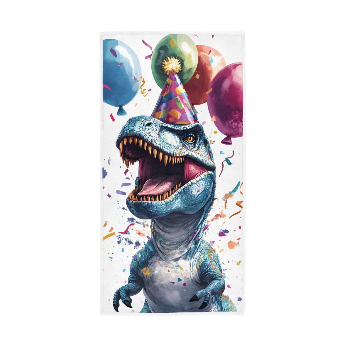 HUYGD Dino Wearing Birthday Hat Hand Towels, Hand Towels and Wash Cloths for Bathroom 15 x 30 Inches