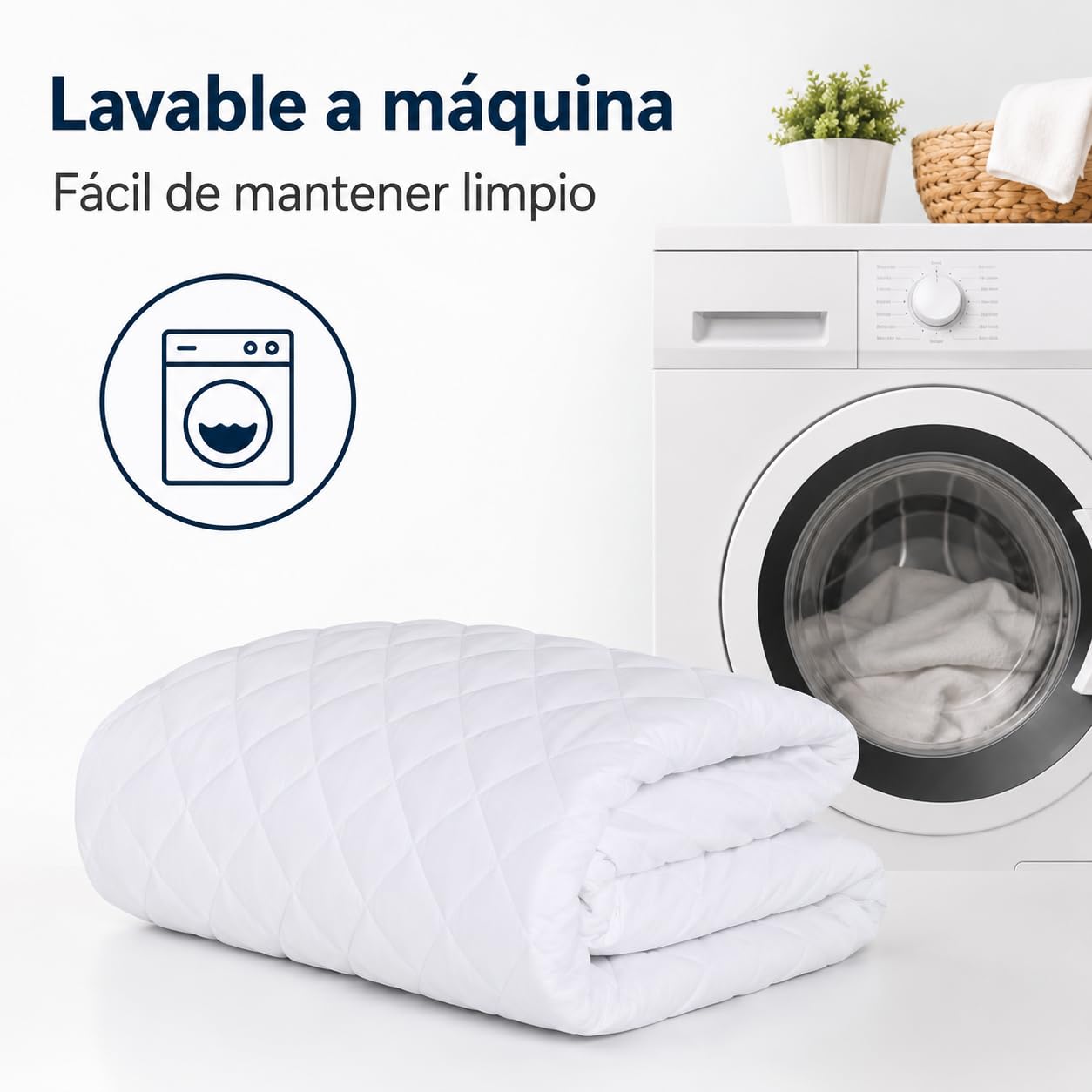 Protector Colchón Acolchado Impermeable 180x190/200 cm, Cubrecolchón con Relleno de Fibra, Transpirable, Silencioso y Ajustable hasta 30 cm, Suave, Antiácaros y Lavable