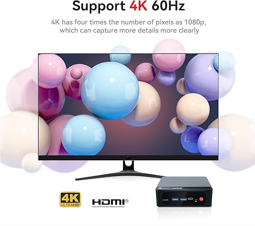 Vista 60 de Beelink Mini PC SER5 MAX, AMD Ryzen 7 6800U (8C/16T, hasta 4.7GHz), mini computadora 32G LPDDR5 RAM 500G NVMe PCIE4.0 SSD, mini computadora