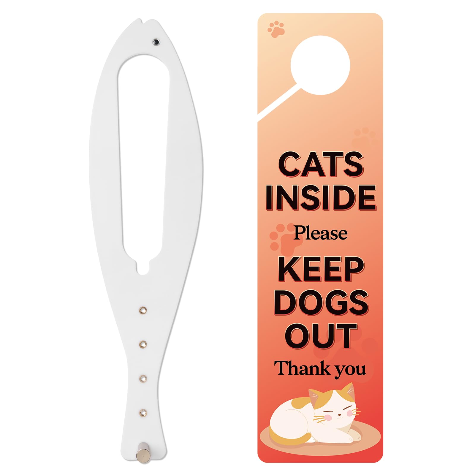 Photo 1 of TGIOW Cat Door Latch, 1 Pcs Cat Door Stopper Pet Door Latch to Keep Dog Out of Litter Box and Food, Door Prop for Cat with 5 Adjustable Size Strap 2.5-6" Wide, No Measuring, Easy to Install, White