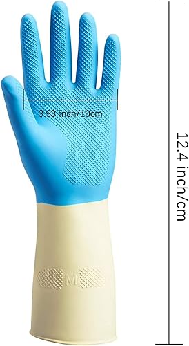 Miniatura 4 de Guantes de limpieza de goma sin látex reutilizables suaves cómodos para limpiar cocina lavado pintura jardinería cuidado de mascotas azul talla M