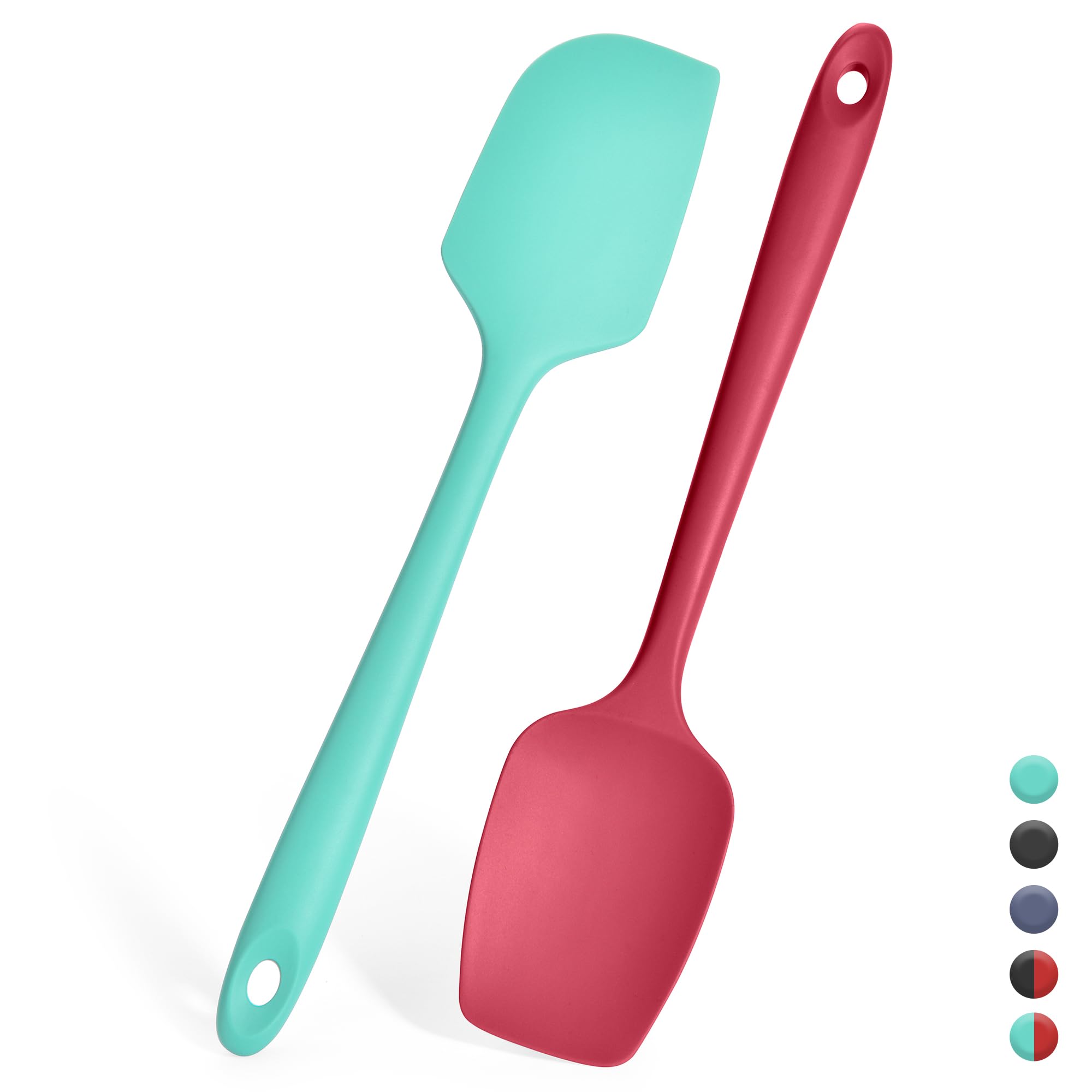 Ironberry Silicone Spatula Set of 2: 600ºF Heat Resistant Food Grade Premium Seamless Kitchen Essential Cooking Utensil, Nonstick Rubber Scraper for Scraping, Mixing, Scrambling (Color-2)