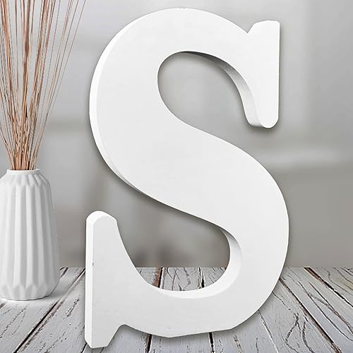 AOCEAN Letras de madera blanca de 8 pulgadas, letras de madera sin terminar para pared, letras decorativas de pie en rodajas, decoración de tablero