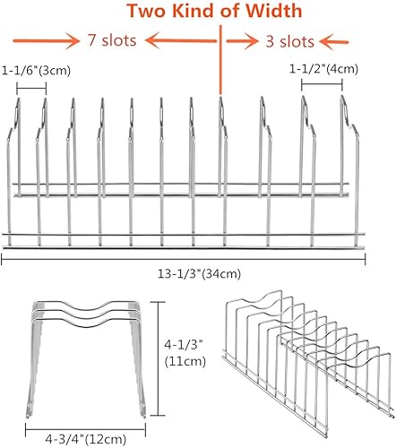 Miniatura 2 de SANNO Organizador de tapa de olla, soporte para tapa de olla, adecuado para platos de platos, tablas de cortar, ollas y sartenes, bandejas de