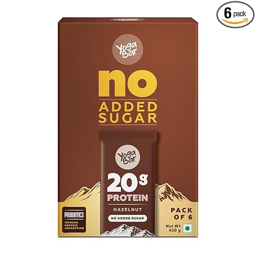 Yogabars 20g No Added Sugar Protein Bars | Hazelnut | Pack of 6 | 420g